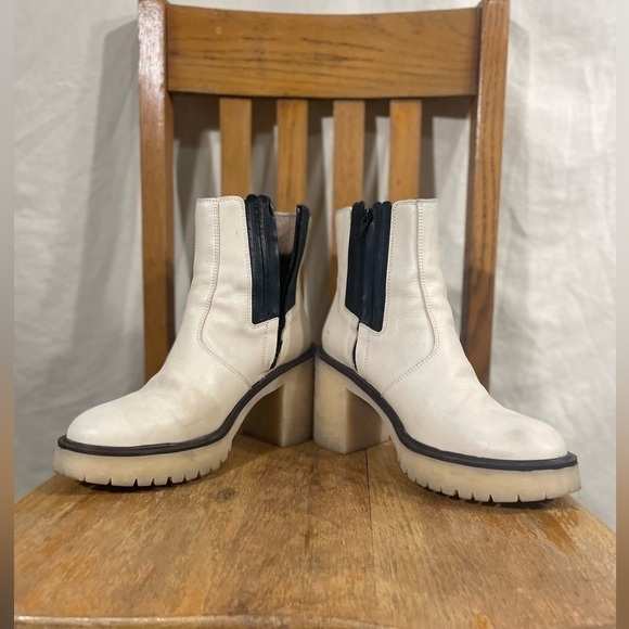 Free People James Chelsea Chunky Heel Leather Boots White EU 39 - Picture 6 of 10